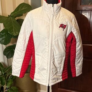 NFL G-III Apparel Women’s Tampa Bay White and Red Full-Zip Puffer Jacket Size M